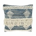 Vecindario 18 in. Chindi Fringe Square Throw Pillow with Down Filling, Black VE2658465